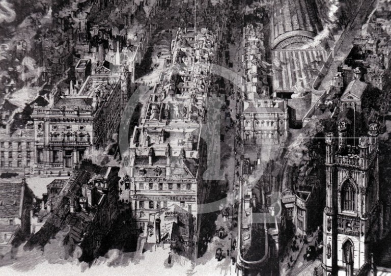 Bold Street as seen from a balloon, 1885
